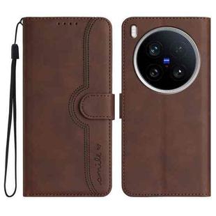 For vivo X200 Ultra Heart Pattern Skin Feel Leather Phone Case(Brown)