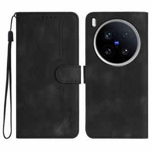 For vivo X200 Ultra Heart Pattern Skin Feel Leather Phone Case(Black)