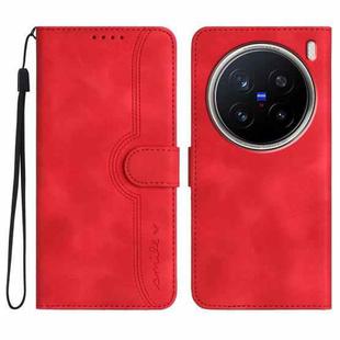 For vivo X200 Pro Heart Pattern Skin Feel Leather Phone Case(Red)