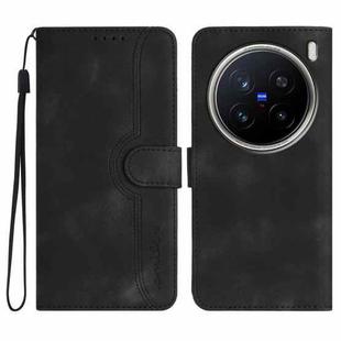 For vivo X200 Pro Heart Pattern Skin Feel Leather Phone Case(Black)