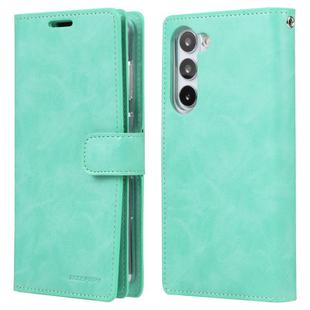 For Samsung Galaxy S25 5G GOOSPERY MANSOOR DIARY 9 Card Slots Leather Phone Case(Mint Green)