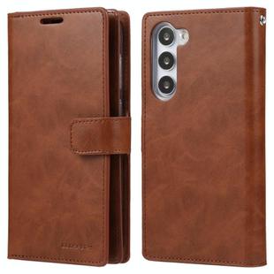 For Samsung Galaxy S25 5G GOOSPERY MANSOOR DIARY 9 Card Slots Leather Phone Case(Brown)