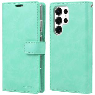 For Samsung Galaxy S25 Ultra 5G GOOSPERY MANSOOR DIARY 9 Card Slots Leather Phone Case(Mint Green)