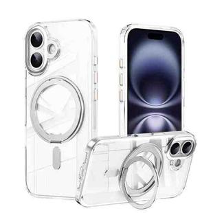 For iPhone 17 Frosted 360 Degree MagSafe Magnetic Holder Phone Case(Silver)