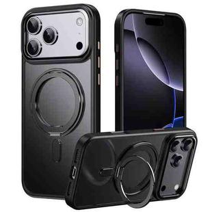 For iPhone 17 Pro Max Frosted 360 Degree MagSafe Magnetic Holder Phone Case(Black)