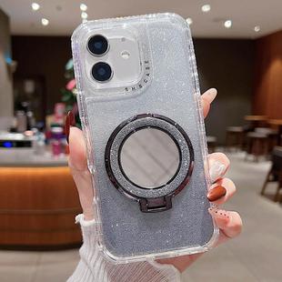 For iPhone 11 Mirror Holder Glitterr MagSafe Phone Case(Black)