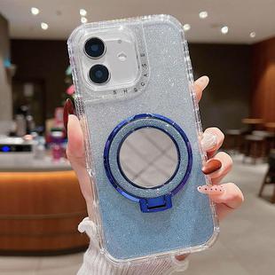 For iPhone 11 Mirror Holder Glitterr MagSafe Phone Case(Blue)