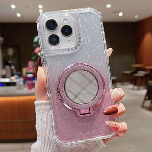 For iPhone 11 Pro Max Mirror Holder Glitterr MagSafe Phone Case(Pink)