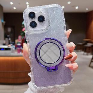 For iPhone 11 Pro Max Mirror Holder Glitterr MagSafe Phone Case(Purple)