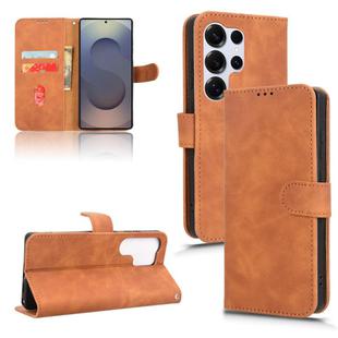 For Samsung Galaxy S25 Ultra 5G Skin Feel Magnetic Flip Leather Phone Case(Brown)