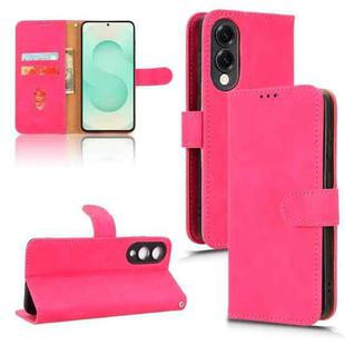 For Samsung Galaxy S25 Edge 5G Skin Feel Magnetic Flip Leather Phone Case(Rose Red)
