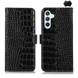 For Samsung Galaxy S25 FE 5G Crocodile Top Layer Cowhide Leather Phone Case(Black)
