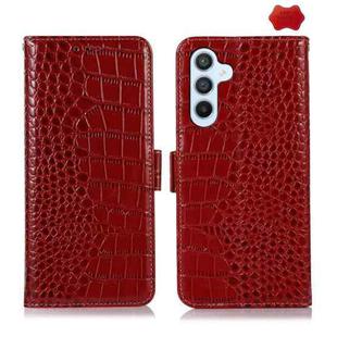 For Samsung Galaxy S25 FE 5G Crocodile Top Layer Cowhide Leather Phone Case(Red)