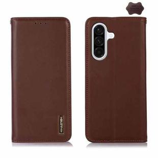 For Samsung Galaxy S25 FE 5G KHAZNEH Nappa Top Layer Cowhide Leather Phone Case(Brown)