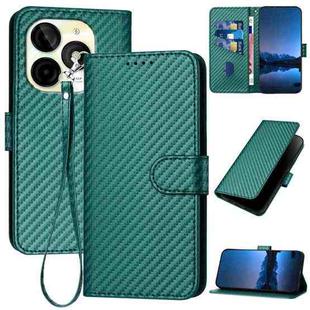 For Itel P65C YX0070 Carbon Fiber Buckle Leather Phone Case with Lanyard(Dark Green)