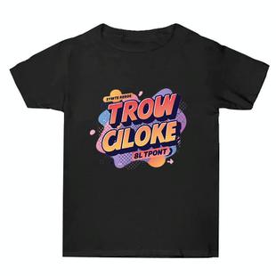 Orange Alphabet Printed Summer Baggy Cotton Short Sleeve T-shirt Print On Your Demand, Size:S(Black)