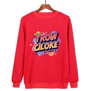 Orange Alphabet Printed Casual Loose Round Neck Sweatshirt Print On Your Demand, Size:XXL(Red)