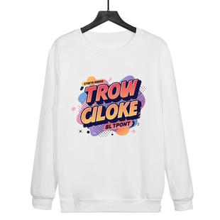 Orange Alphabet Printed Casual Loose Round Neck Sweatshirt Print On Your Demand, Size:XXXL(White)