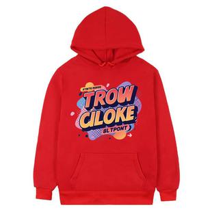 Orange Alphabet Printed Fleece Hooded Sweatshirt Print On Your Demand, Size:XS(Red)