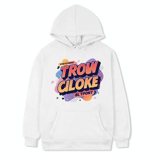Orange Alphabet Printed Fleece Hooded Sweatshirt Print On Your Demand, Size:XXL(White)