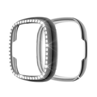 For Fitbit Versa 3 / Versa Sense Single Row Plating Diamonds PC Protective Case(Gray)