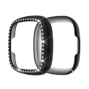 For Fitbit Versa 3 / Versa Sense Single Row Plating Diamonds PC Protective Case(Black)