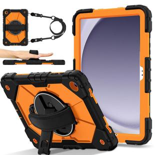 For Samsung Galaxy Tab A9+ Contrast Color Robot Silicone Hybrid PC Tablet Case(Black Orange)