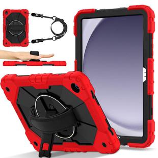 For Samsung Galaxy Tab A9+ Contrast Color Robot Silicone Hybrid PC Tablet Case(Red Black)