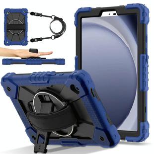 For Samsung Galaxy Tab A9 Contrast Color Robot Silicone Hybrid PC Tablet Case(Navy Black)