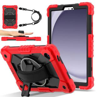 For Samsung Galaxy Tab A9 Contrast Color Robot Silicone Hybrid PC Tablet Case(Red Black)