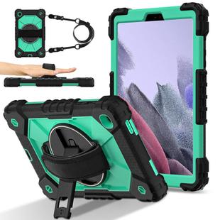 For Samsung Galaxy Tab A7 Lite Contrast Color Robot Silicone Hybrid PC Tablet Case(Black Mint Green)