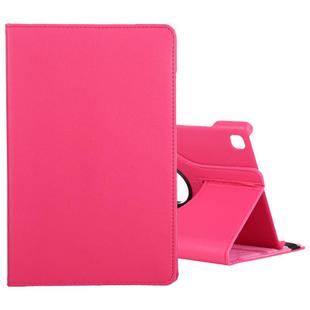 For Samsung Galaxy Tab A7 T500 Litchi Texture Horizontal Flip 360 Degrees Rotation Leather Case with Holder(Rose Red)