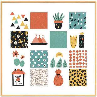 Grid Decorative Painting with Aluminum Alloy Frame Print On Your Demand, Size:90x90cm