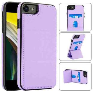 For iPhone SE 2022 / SE 2020 / 7 / 8 Tri-fold Holder Leather Phone Case with Card Slot(Light Purple)