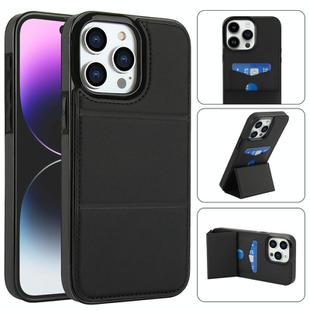 For iPhone 13 Pro Max Tri-fold Holder Leather Phone Case with Card Slot(Black)