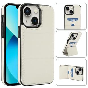 For iPhone 13 mini Tri-fold Holder Leather Phone Case with Card Slot(White)