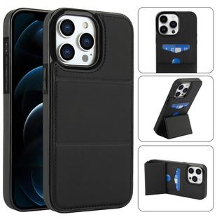 For iPhone 12 Pro Max Tri-fold Holder Leather Phone Case with Card Slot(Black)
