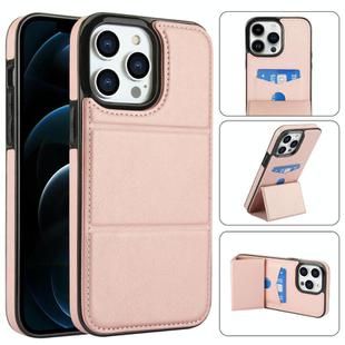 For iPhone 12 Pro Max Tri-fold Holder Leather Phone Case with Card Slot(Rose Gold)
