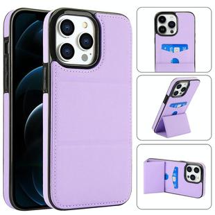 For iPhone 12 Pro Max Tri-fold Holder Leather Phone Case with Card Slot(Light Purple)