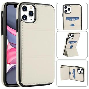 For iPhone 11 Pro Max Tri-fold Holder Leather Phone Case with Card Slot(White)