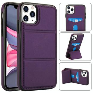 For iPhone 11 Pro Max Tri-fold Holder Leather Phone Case with Card Slot(Dark Purple)
