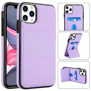 For iPhone 11 Pro Max Tri-fold Holder Leather Phone Case with Card Slot(Light Purple)