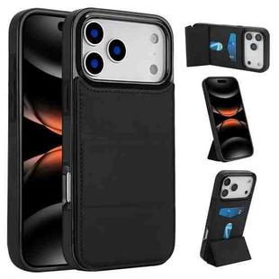 For iPhone 17 Pro Tri-fold Holder Leather Phone Case with Card Slot(Black)