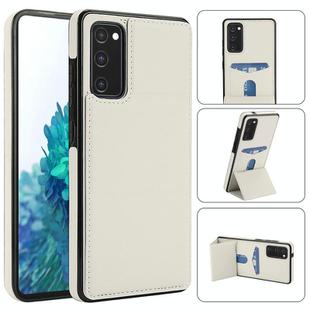 For Samsung Galaxy S20 FE Tri-fold Holder Leather Phone Case with Card Slot(White)