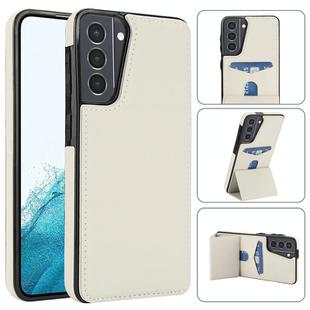 For Samsung Galaxy S21 5G Tri-fold Holder Leather Phone Case with Card Slot(White)