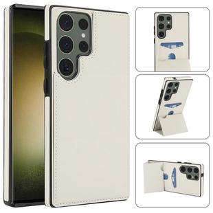 For Samsung Galaxy S23 Ultra 5G Tri-fold Holder Leather Phone Case with Card Slot(White)