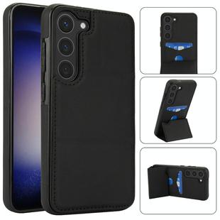 For Samsung Galaxy S23 5G Tri-fold Holder Leather Phone Case with Card Slot(Black)