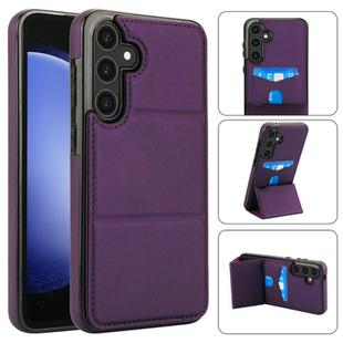 For Samsung Galaxy S23 FE 5G Tri-fold Holder Leather Phone Case with Card Slot(Dark Purple)