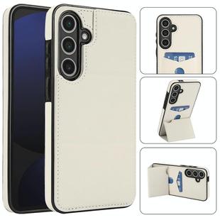 For Samsung Galaxy S24 FE 5G Tri-fold Holder Leather Phone Case with Card Slot(White)