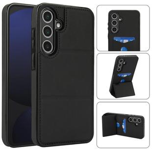 For Samsung Galaxy S24 FE 5G Tri-fold Holder Leather Phone Case with Card Slot(Black)